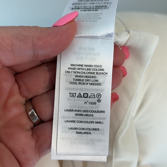 Lauren Ralph Lauren cream elegant shift cocktail mini dress ruffled side size 10 - Picture 9 of 17